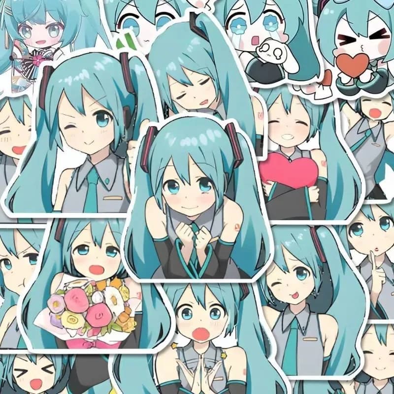 Cartoon Cute Hatsune Miku New Emoji Waterproof Stickers Kawaii Sweet and Creative Mobile Notebook Decorative Stickers Toy