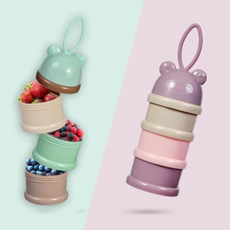 Viaggio - Dispenser per cereali in polvere per conservazione essenziale Contenitore per latte per formula per bambini a 3 strati per cartoni animati portatile