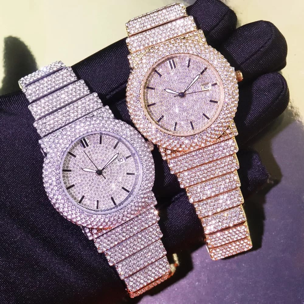 Men's Luxury Diamonds Watch Women's Watch Hip Hop With Golden Diamonds Date Relojes Men's Watch Luxury Fashion Men's Watch
