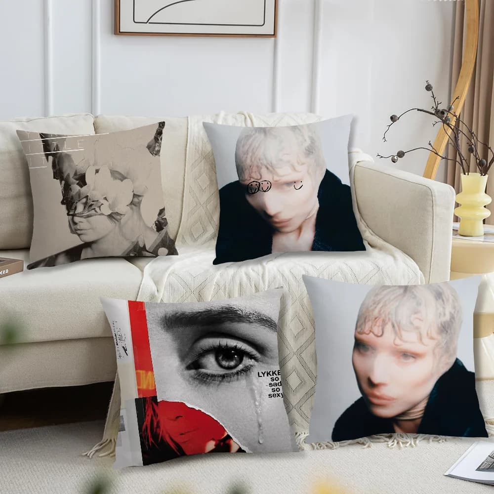 Fodera per cuscino Lykke Li Singer, stampata, per decorazione di divani, casa, auto, camera, caffetteria, ufficio, stile nordico semplice