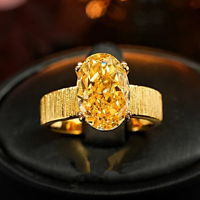 Anello di Lusso in Platino PT950 e Oro 18K per Donna, Design Lussuoso e Leggero con Diamante Ovale Taglio Raydean