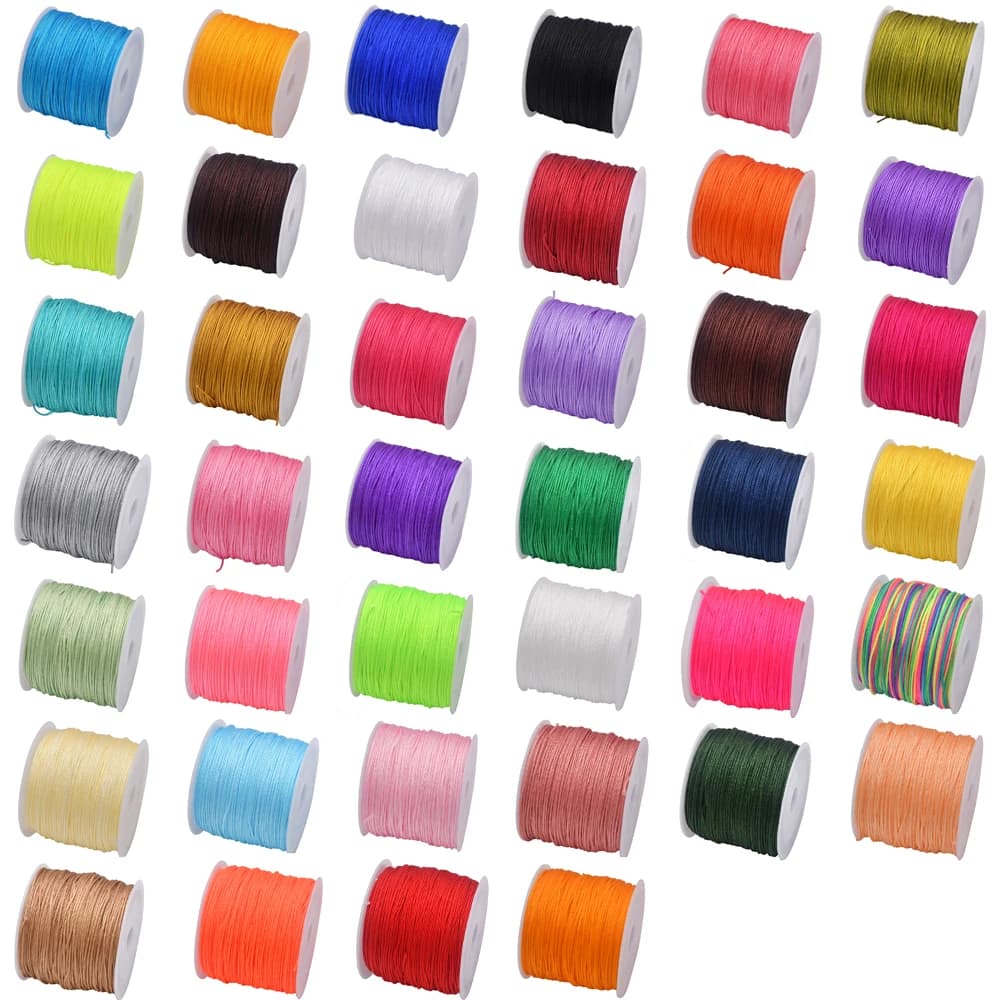50Yds 0.8mm Nylon cable crafts for creation of beads Nylon satin rope woven bracelets Rattail Trim Chinese knot