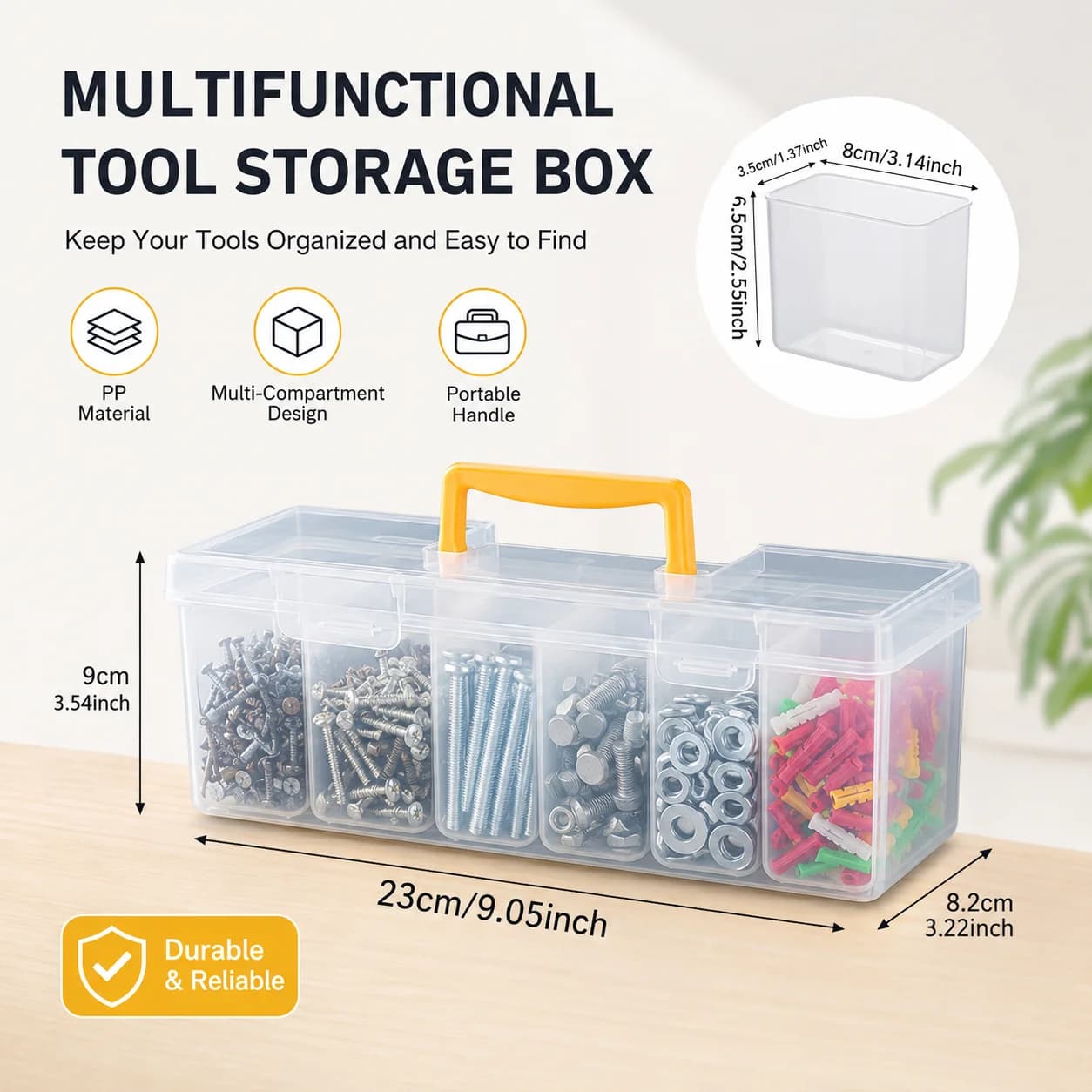 7pcs Multi-functional household hardware tool box, transparent portable tool storage box, wrench and screw parts organizing box