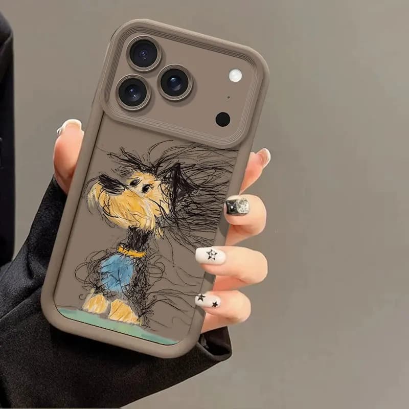 Flexible Silicone Case For iPhone 17 Pro Max iPhone 17 Pro Protective Cover Shockproof Plush Toy Dog Print Pattern Fundas