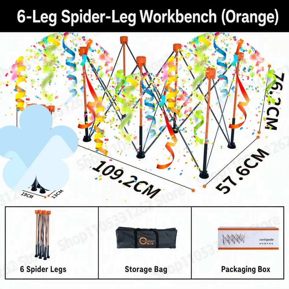 Heavy Duty Spider Workbench 6/8 Legs Folding Stand Quick No Tool Setup for Full Board Cutting Woodworking Workshop Workstation