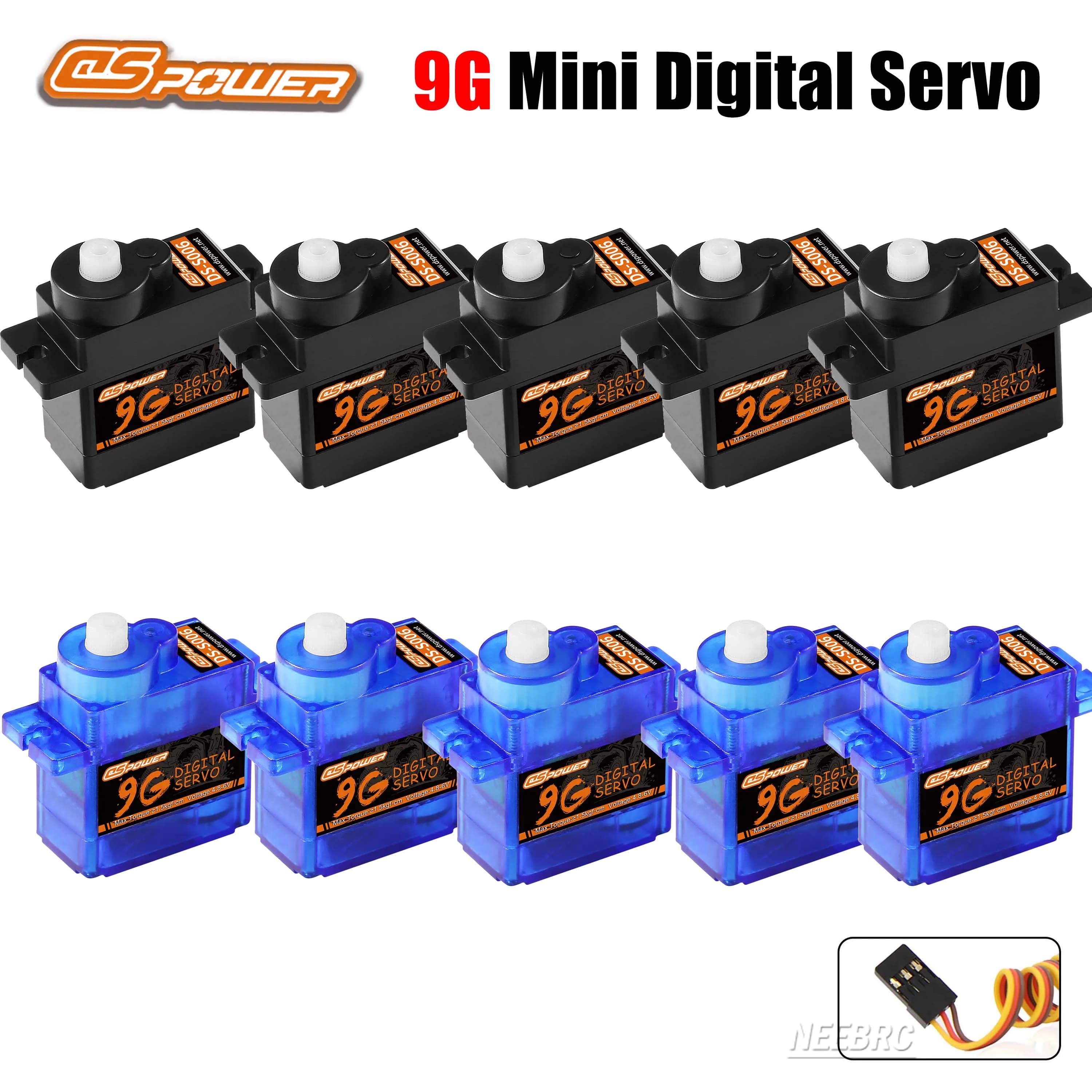 DSPOWER 9G Mini Servomotore Digitale 4.8-6V per RC Micro Car 450 Elicottero SCX24 WLtoys K969 Aereo Barca FPV Parte Robot ad ala fissa