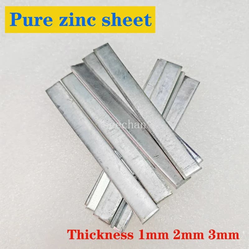 5 pz Purezza Lamiera di Zinco Striscia Blocco Anti-corrosione Metallo Puro Piastra di Zinco Spessore 1mm 2mm 3mm 10x100mm per Laboratorio di Scienze