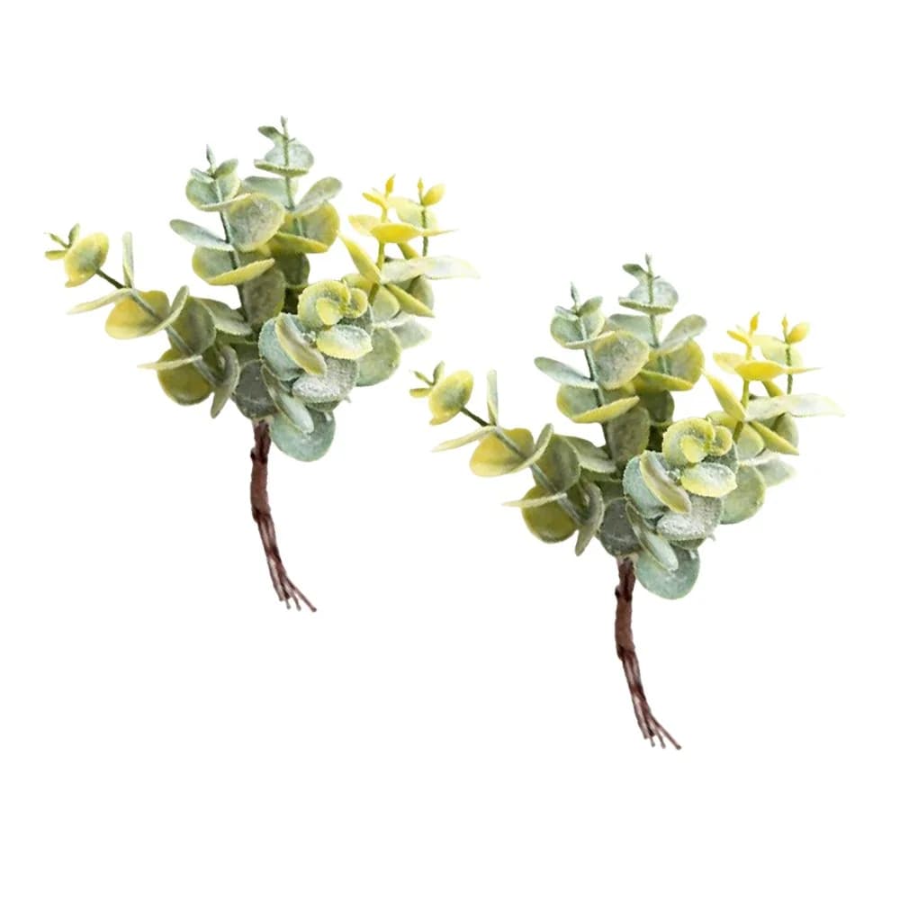 2 Pezzi Nuove Mini Foglie di Eucalipto Artificiali, Fiori Flessibili Simulati, Piante Artificiali per Decorazioni Matrimoniali