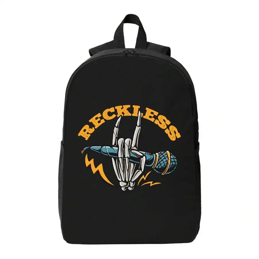 Reckless Skeleton Hand Microphone Graphic Backpack For Adults