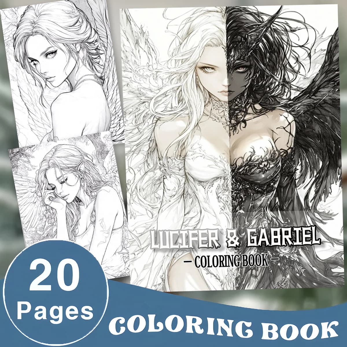 Mystical Dark Fairy Angel Coloring Book for Teens & Adult Artists, Intricate Gothic Winged Elf Fantasy Women Portrait Line Drawing Activity Book, Thick No Bleed Paper Dark Fantasy Themed Art Workbook, Great Gift for Sketch Lovers