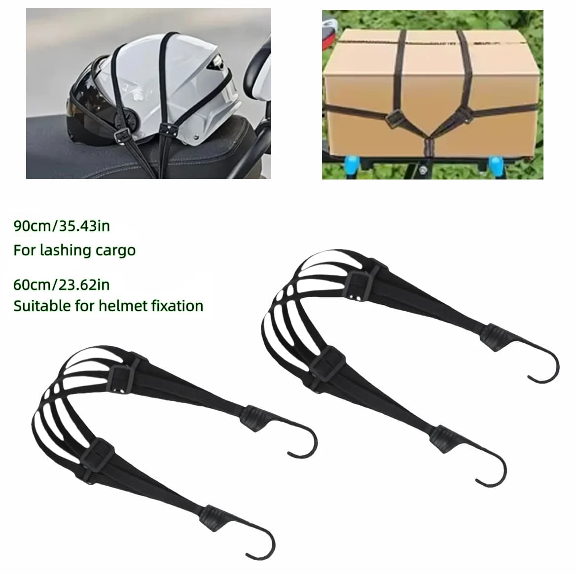 60/90CM Motorcycle Luggage Strap Moto Helmet Luggage Net Fixed Elastic Buckle Rope High-Strength Retractable Protective Net