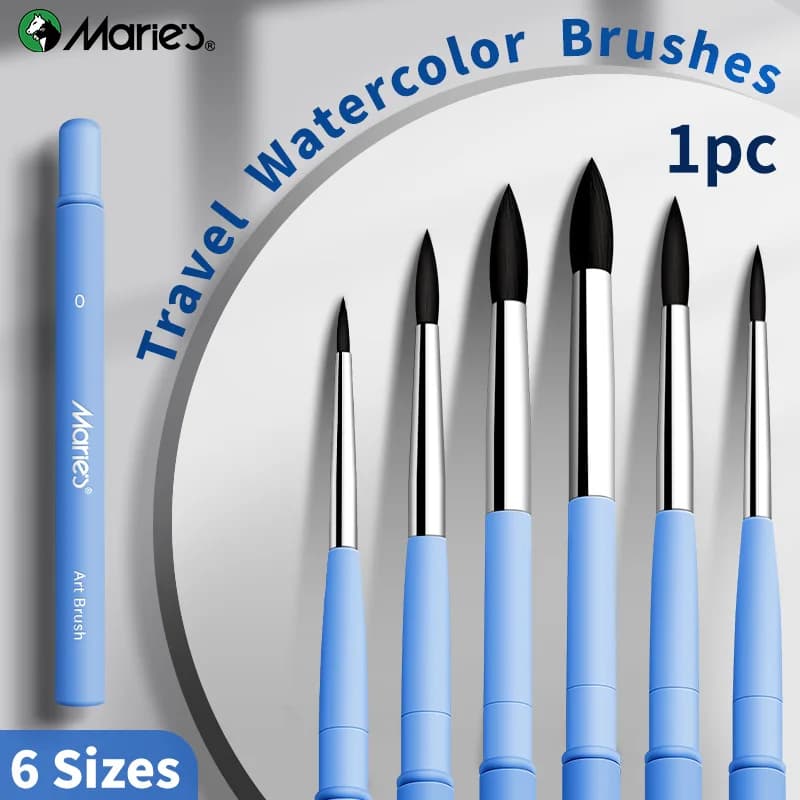 Marie's 1pc Travel Watercolor Brush for Kids,for Acrylics,Inks,Gouache,Oil,Professional Blue Paintbrush for Artists,Perfect Gift