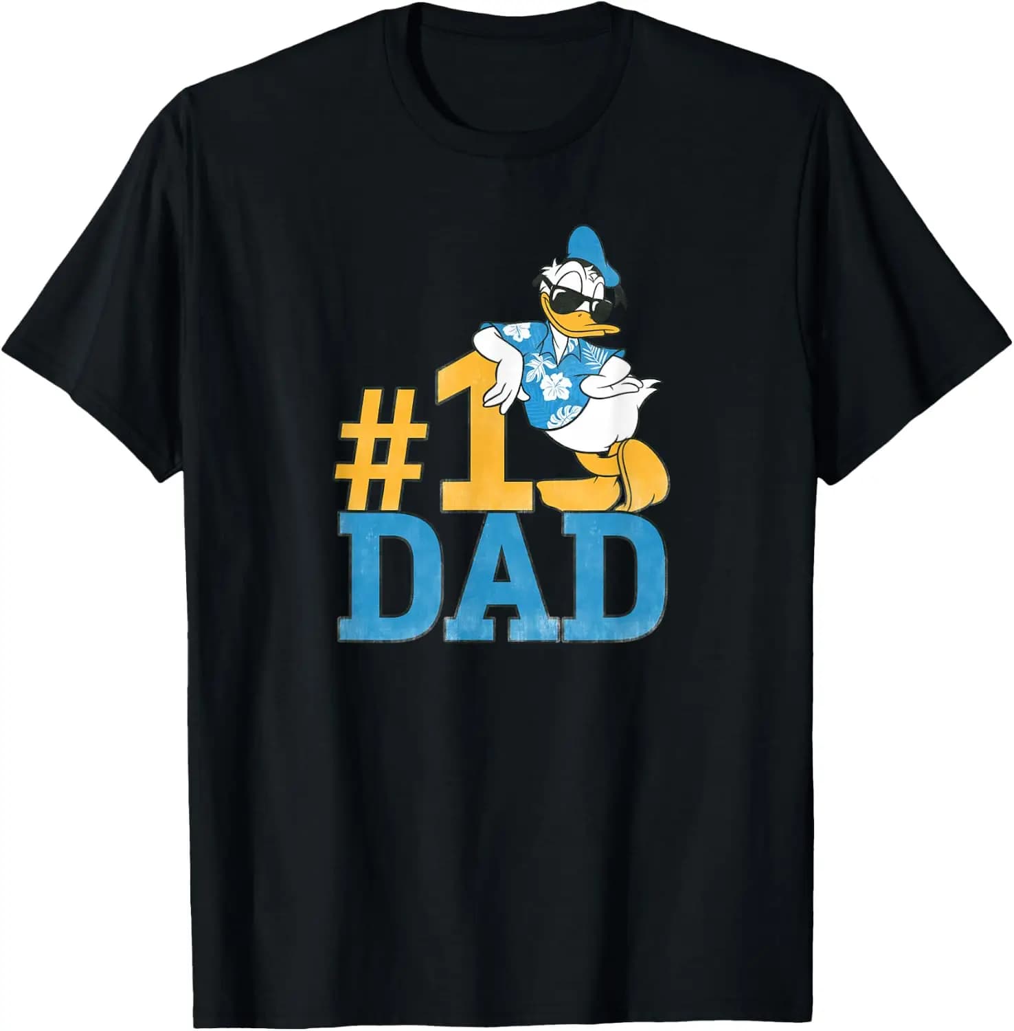 Donald Duck Number One Dad Sunglasses Father's Day T-Shirt 100% Cotton Trendy Y2K Short-Sleeve Tee-Soft, Quick-Drying,