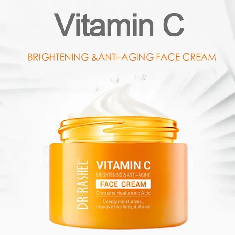 DR.RASHEL vitamina C crema viso sbiancante idratante illumina migliora le linee sottili pelle opaca siero acido ialuronico Anti-aging