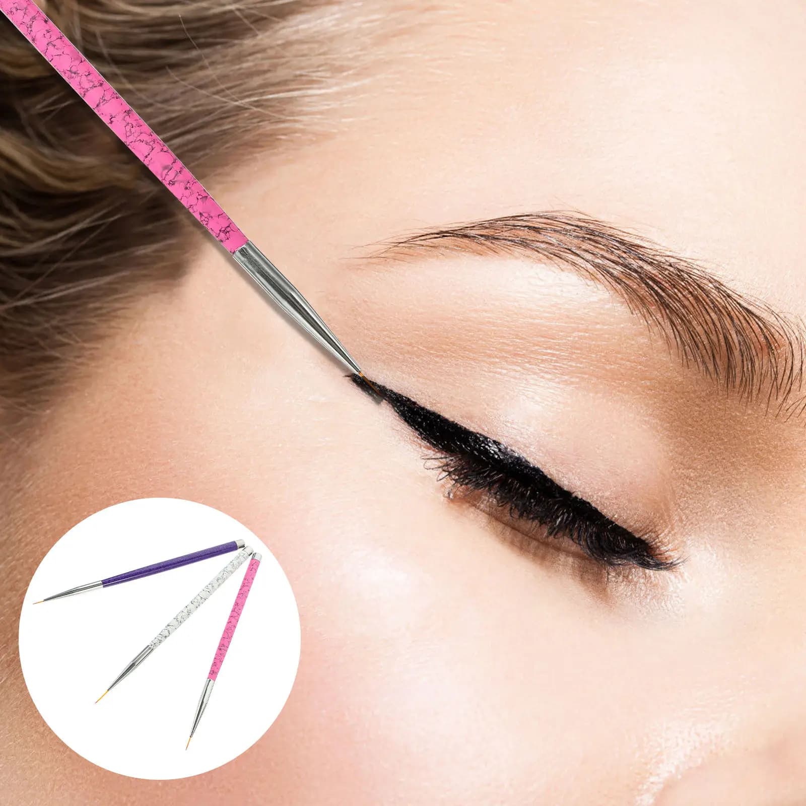 3Pcs Nail Art Liner Brush Pen Set Fiber Tip Fine Line Drawing for Gel Polish Nail Design Flower Painting Home Salon Use