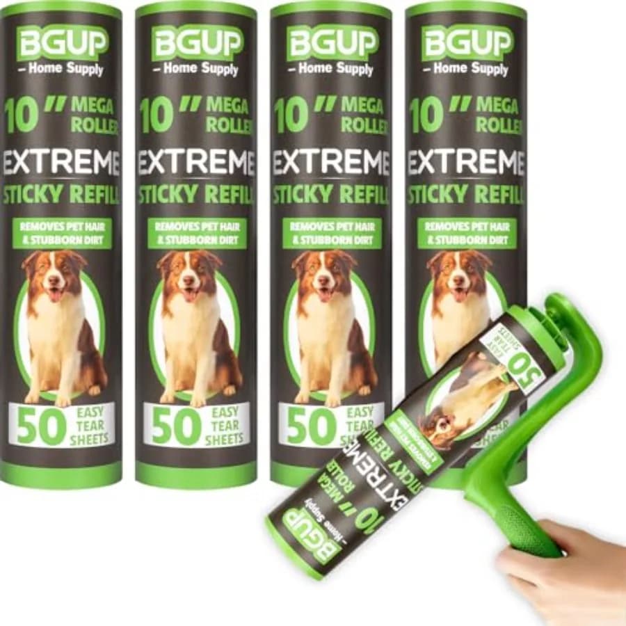 10 Inch Lint Roller Refills, 4 Rolls 200 Sheets Large Lint Rollers for Pet Hair Extra Sticky, Easily Remove Carpets, Clothes, C