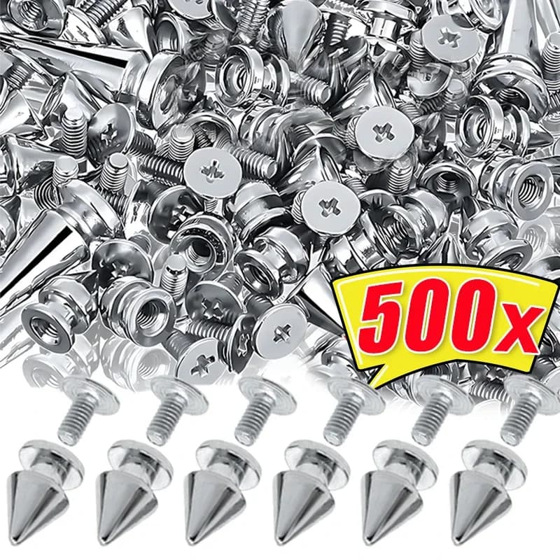 Rivetti a cono tondo Borchie e punte a cono in metallo argentato per rivetti per indumenti in pelle fai-da-te Accessori per abbigliamento per unghie con vite all'ingrosso