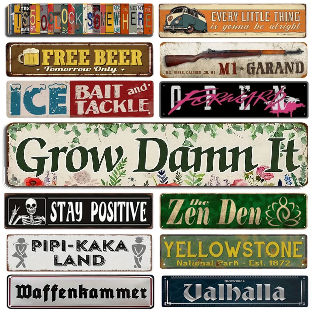 Insegna Vintage in Metallo Stile Cartello Stradale, Decorazione Murale Retrò per Bar, Pesca, Giardino e Cultura Pop
