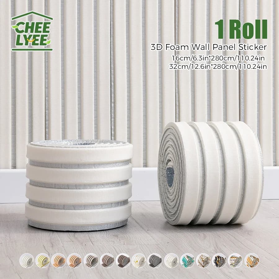 1 Sxp foam wall sticker roll, 3D wall panel, 11 mm thickness, self-adhesive skirting, path suitable for all interior spaces