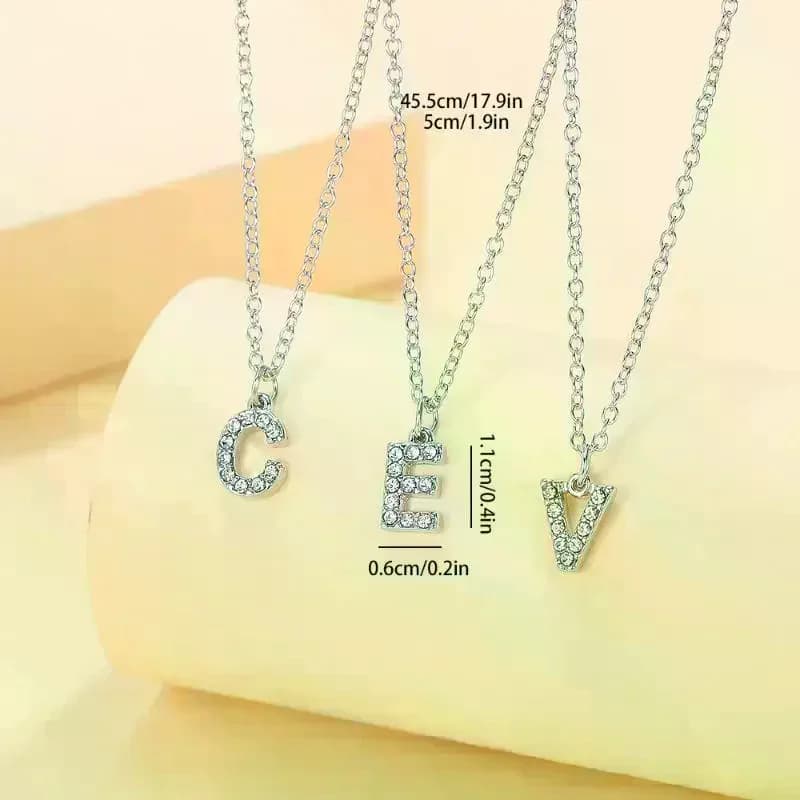 Collana con ciondolo con lettera AZ brillante, 26 iniziali, nome dell'alfabeto, catena con clavicola, regalo di gioielli per San Valentino