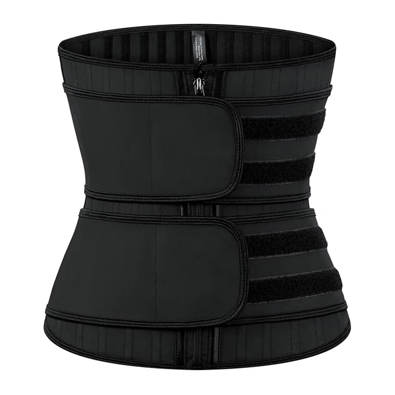25 Steel Bones Latex Waist Trainer Double Strap Zip And Hook Slimming Sheath Corset With Detachable Straps Fajas Colombiana