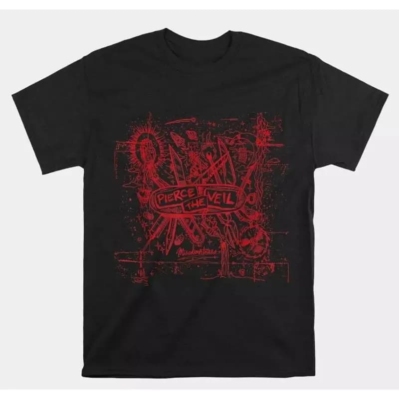 Pierce The Veil Misadventures Cover In Red T Shirt Size S 5Xl