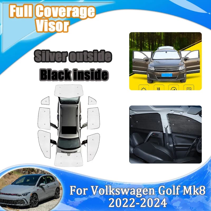 For Volkswagen Golf Mk8 Accessories 2022 2023 2024 Car Sun Visor Anti-UV Full Window Sunshades Sunscreen UV protection Interior