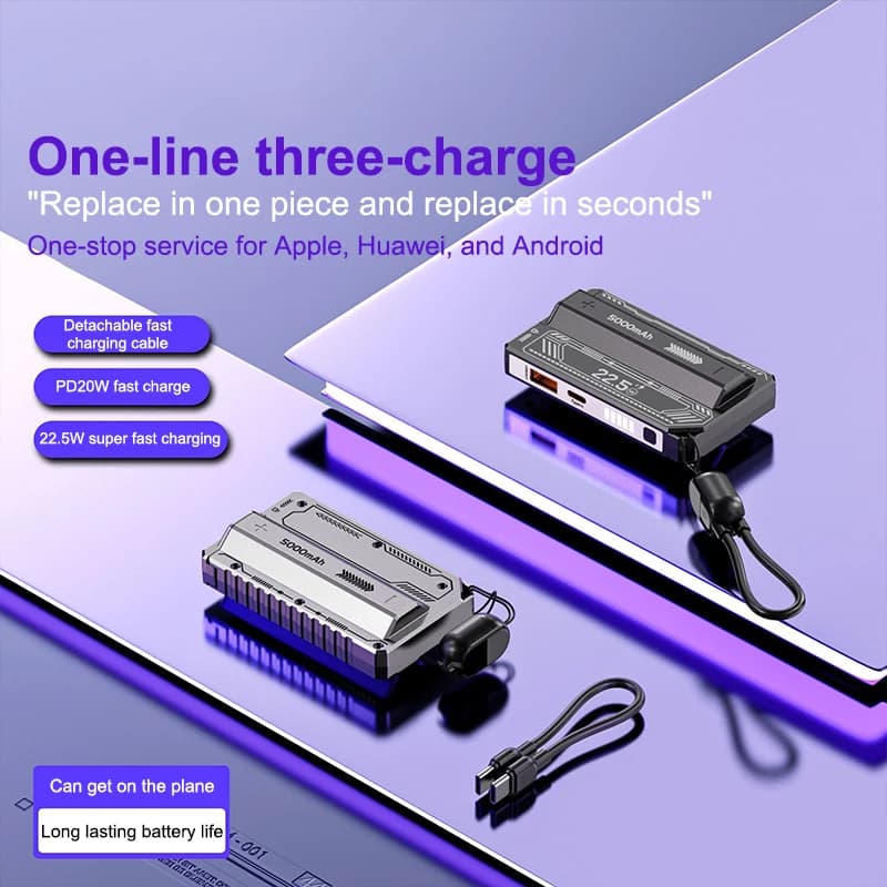 △ 21700 Universal Battery Charger Case 20W Type-C Battery Holder Fast Charging Built-in Cable Detachable DIY Power Bank Box