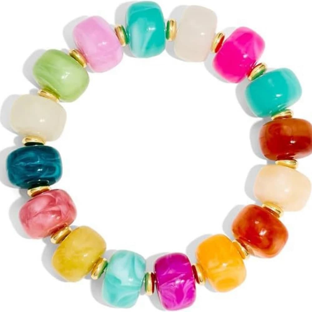 Braccialetto Elastico Trendy con Perline in Resina Colorata per Donne, Gioiello da Polso Fatto a Mano con Imitazione Pietra Acrilica
