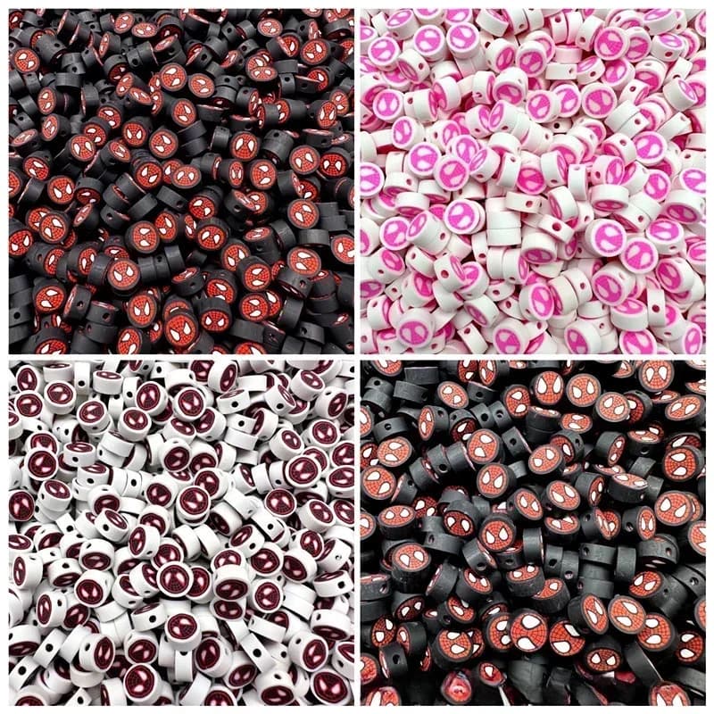 30 Perline Marvel da 10mm, Perline in Argilla Polimerica con Personaggi Anime e Cartoni Animati per Creazione di Gioielli, Forniture per Braccialetti e Collane Fai-da-Te di Spiderman