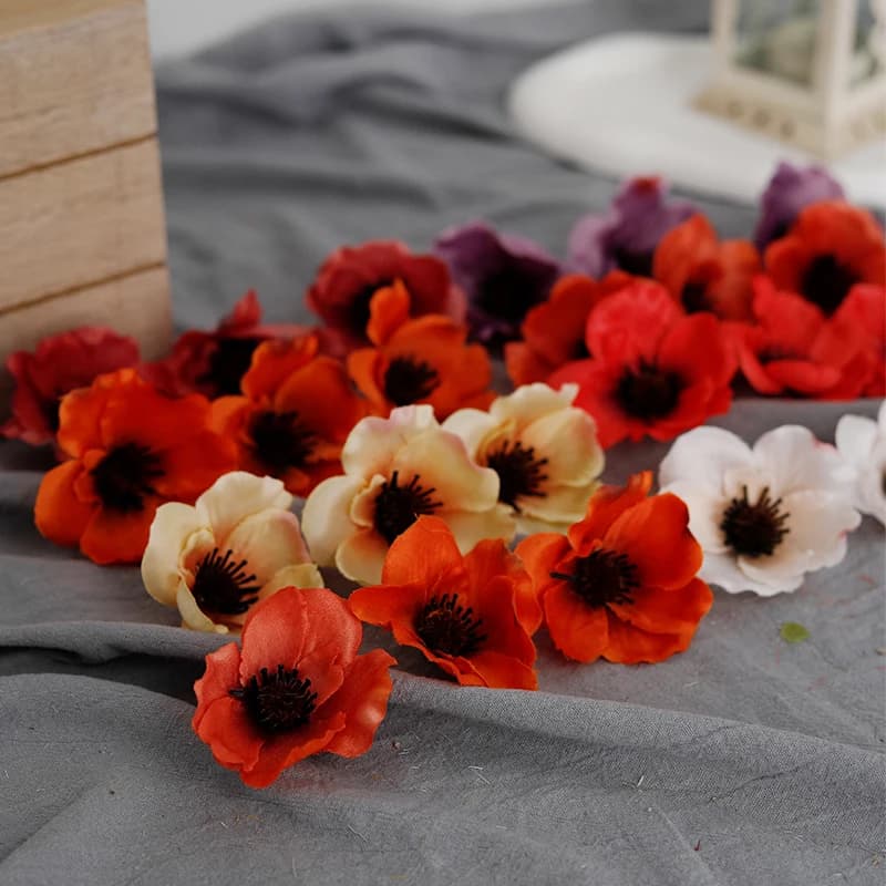 20 pezzi di papavero fiore artificiale testa casa matrimonio decorazioni natalizie autunno seta anemone fiore finto confezione regalo scrapbook accessori fai da te