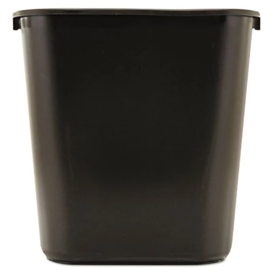 Resin Wastebasket/Trash Can, 7-Gallon/28-Quart, Black, Plastic, for Bedroom/Bathroom/Office, Fits Under Desk/Sink/Cabinet