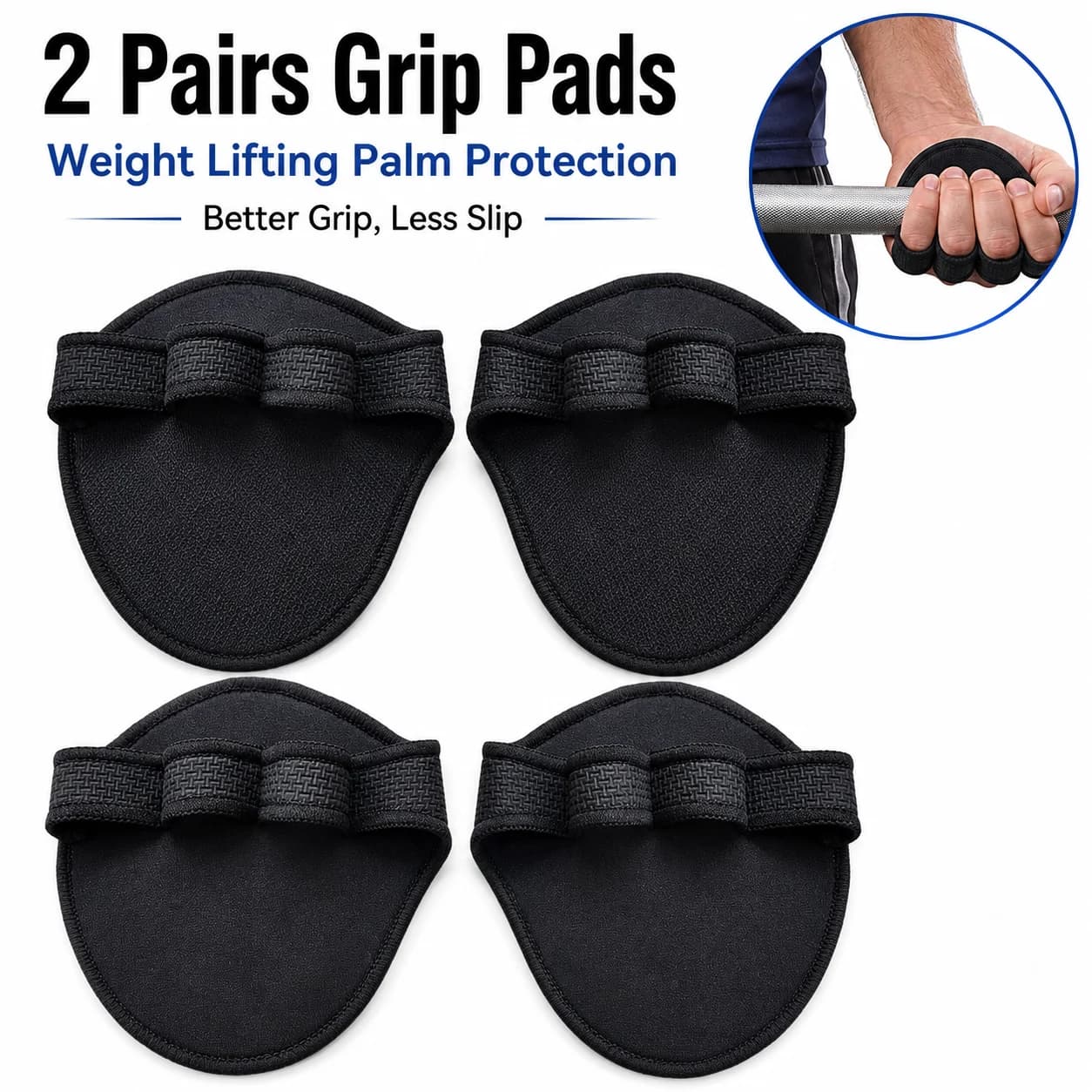 2 Pairs Half Finger Weight Lifting Gloves Padded Fabric Palm Grip Pads Textured Grip for Dumbbell Barbell Pull Ups Gym Training