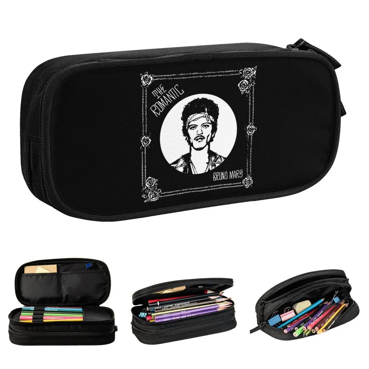 Astuccio Bruno The Romantic Tour con Fiori Romantici, Portapenne alla Moda, Borsa per Matite, Forniture Scolastiche, Astuccio con Cerniera