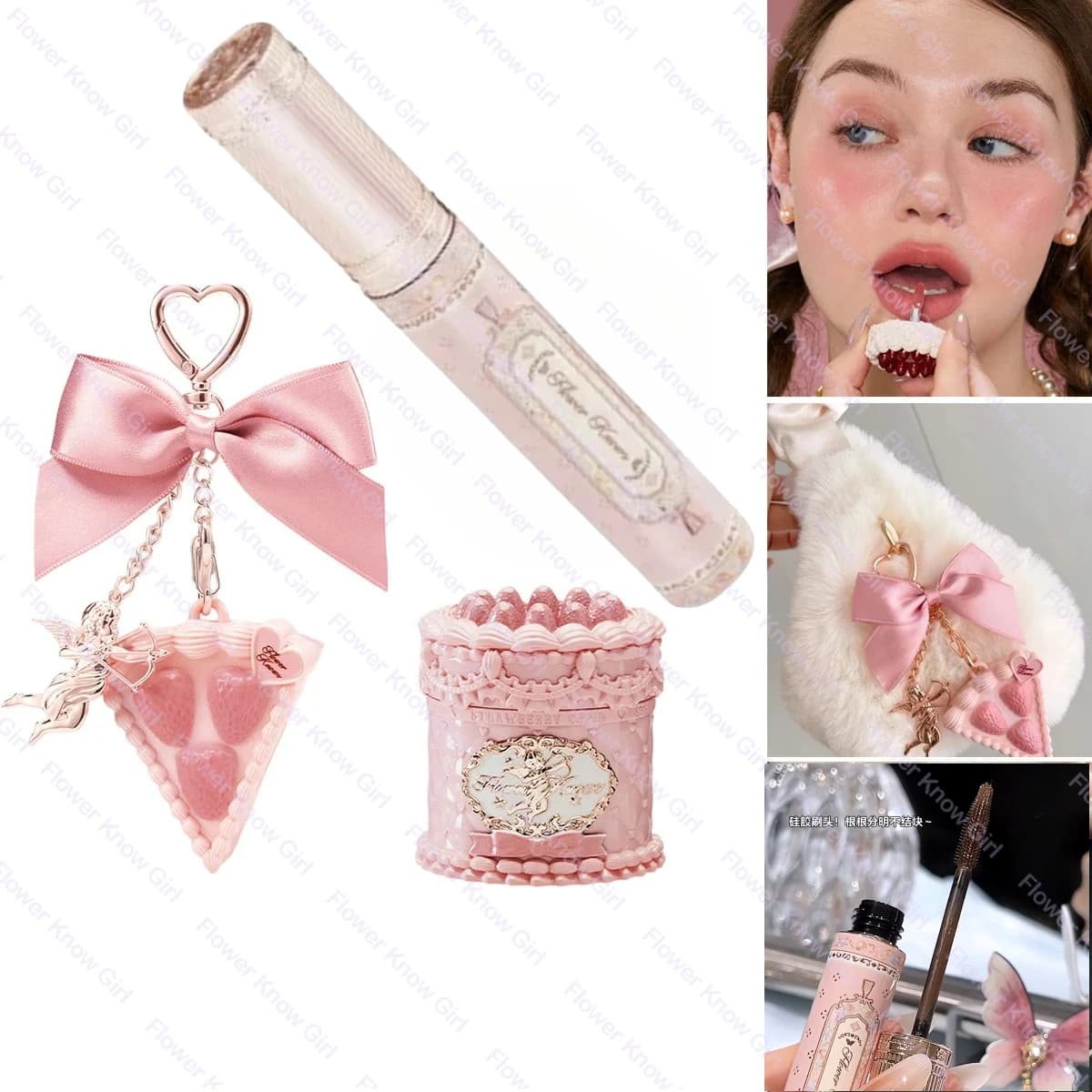 Set of mascara with solid perfume and lipstick Flower Knows, long lasting fragrance, gift for women