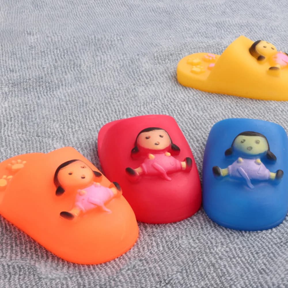 Pet Squeaky Rubber Slipper Toy - Dog Chew Toy for Teeth Cleaning, Molar Training, Interactive Puppy Chew Toy,