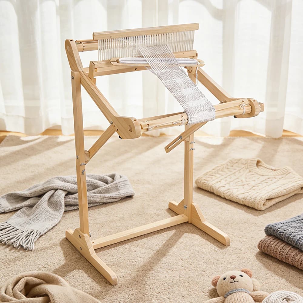 Weaving Machine Spinning Wheel Handmade Yarn Making Wooden Weaving Machine Textile Tapestry Pendant Decoration DIY Weaving Tool
