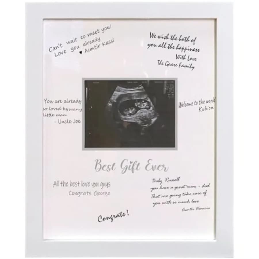 Sonogram Book, Ultrasound Picture Keepsake Frame, Baby Shower Guest Book Alternatives, Gift for Expecting Moms, White