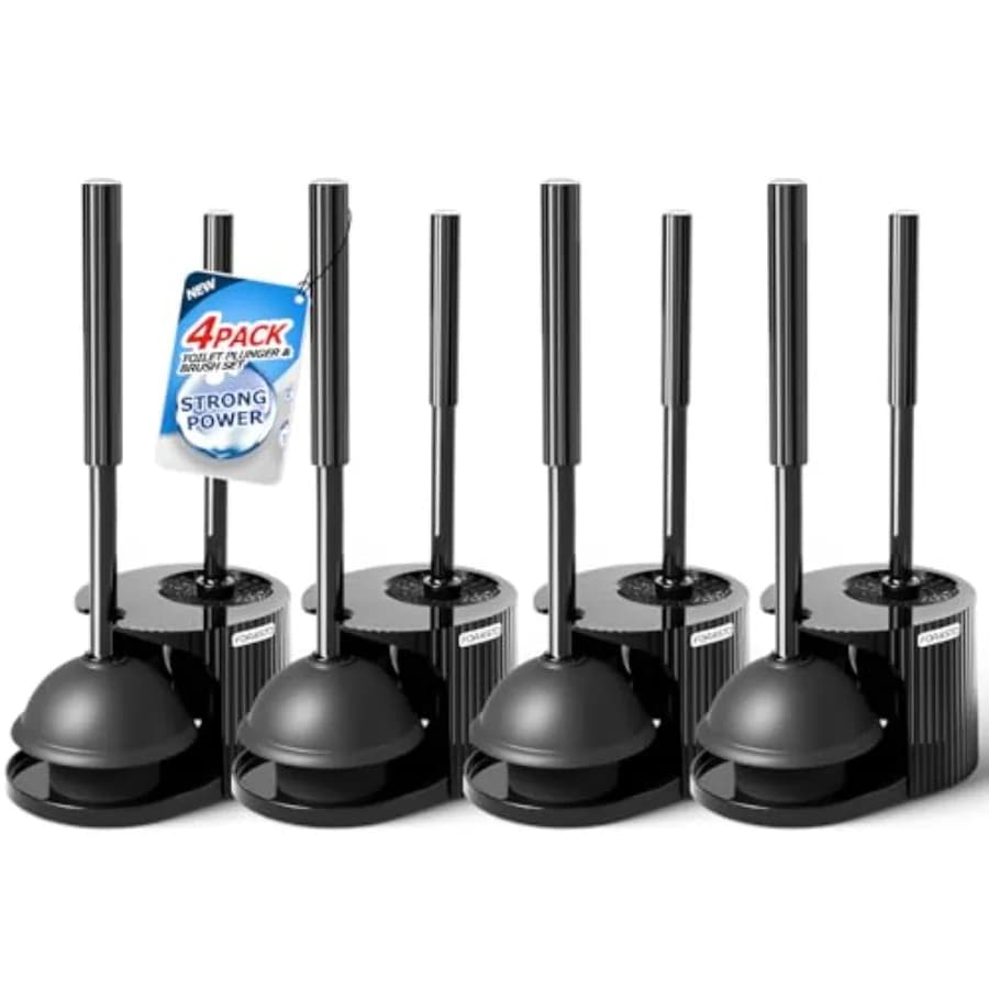 Set 4 Pezzi 2 in 1: Spazzola per WC e Sturalavandini con Manico Allungato, Set Spazzola e Sturalavandini per WC, Strumenti per la Pulizia del Bagno