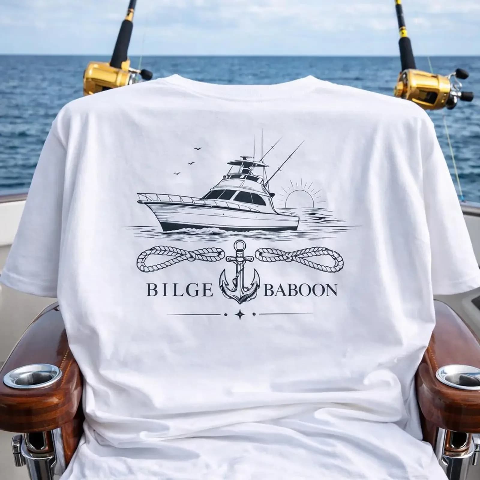 Sportfishing Boat T Shirt Yacht Anchor Nautical Boater Ocean Crew vintage Washed designer clothes Stretched Unisex Slightly
