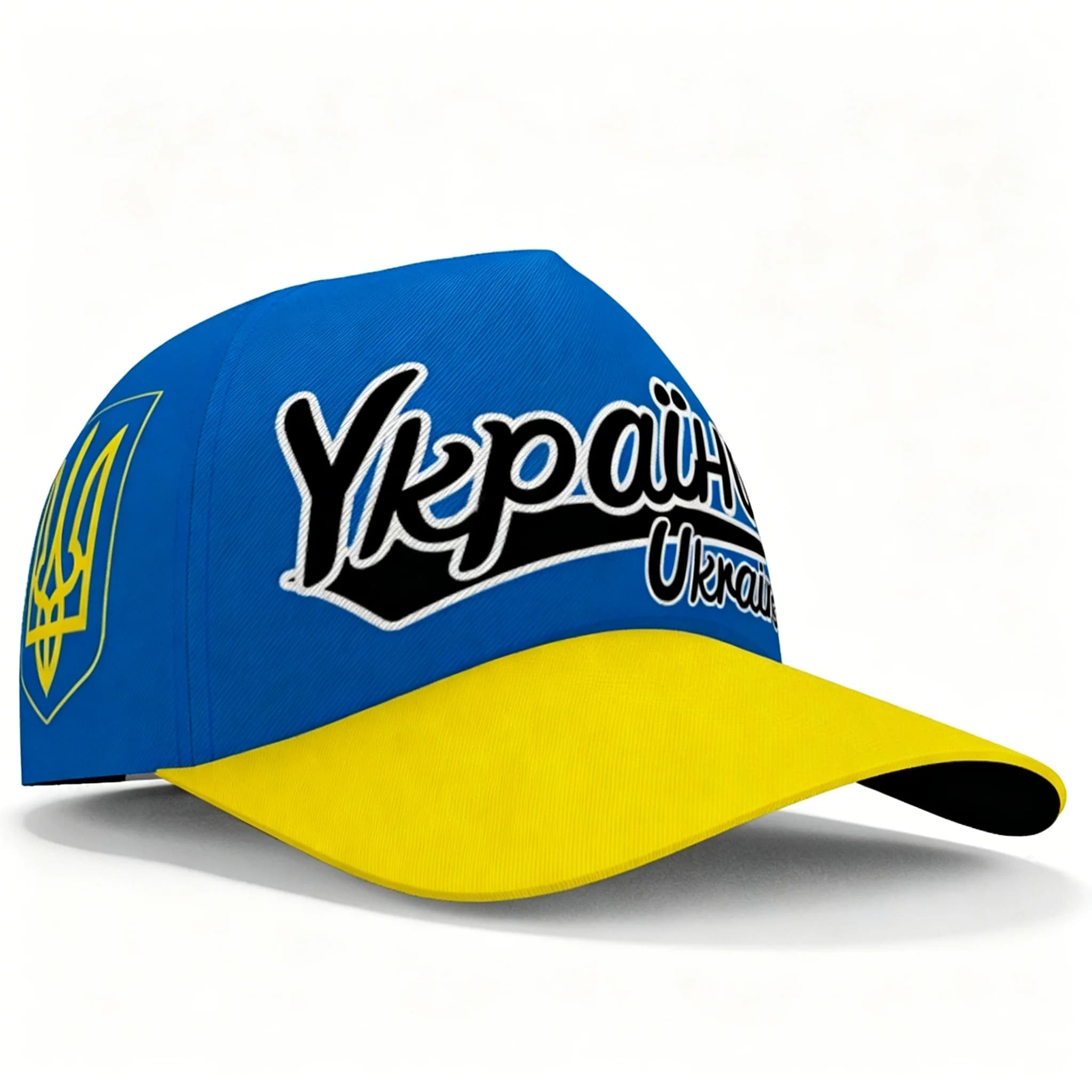 Unisex Ukraine Two Tone Flag Snapback Cap Ukraine Cursive Letter 3D Print Breathable Hip Hop Streetwear Outdoor Peaked Hat