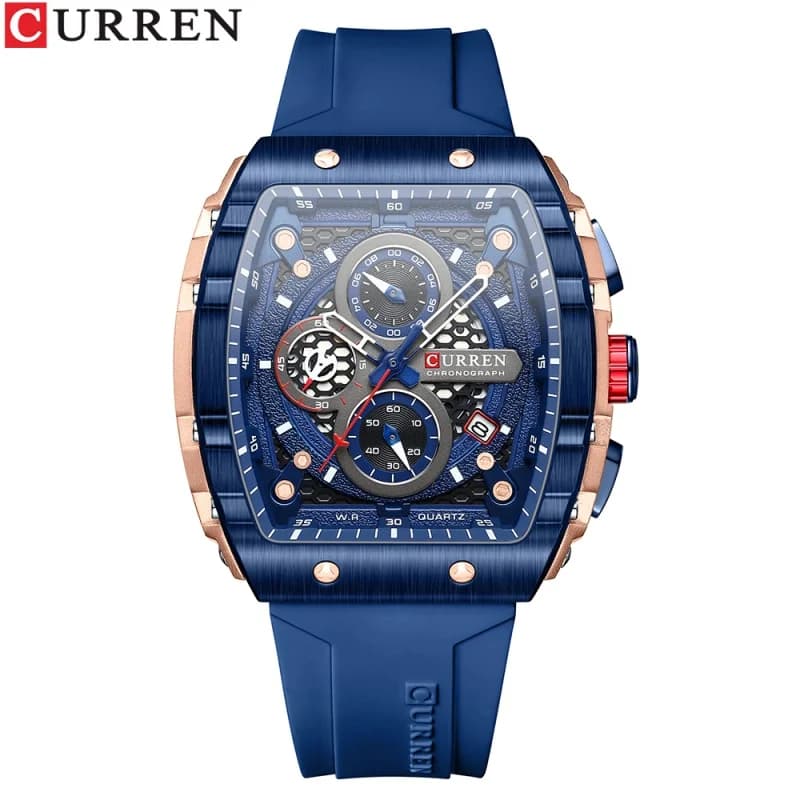 CURREN 8442 Unisex Quartz Watch Waterproof Multifunction with 6 Hands and Functions Calendar