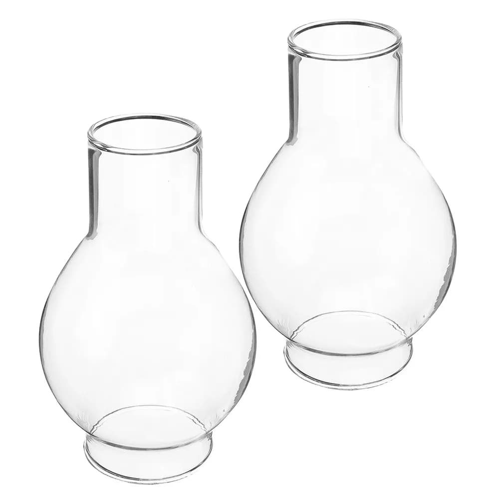 2 Pezzi Paralume in Vetro Trasparente Alto Antivento Decorativo per Candele, Accessori per Tavolo da Pranzo
