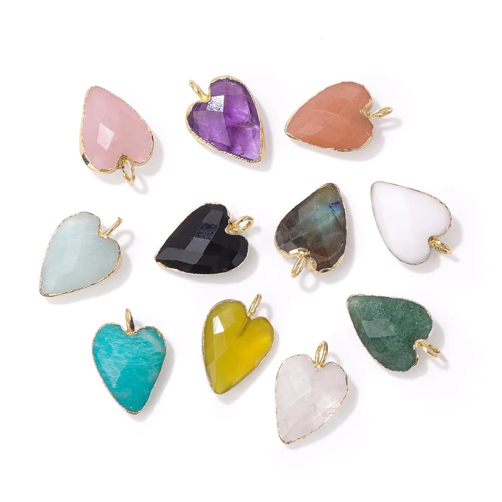 2 pezzi 12X15mm ciondoli con ciondolo a forma di cuore in pietra naturale per la creazione di gioielli collana fai da te orecchini accessorio fatto a mano fascino distanziatore allentato