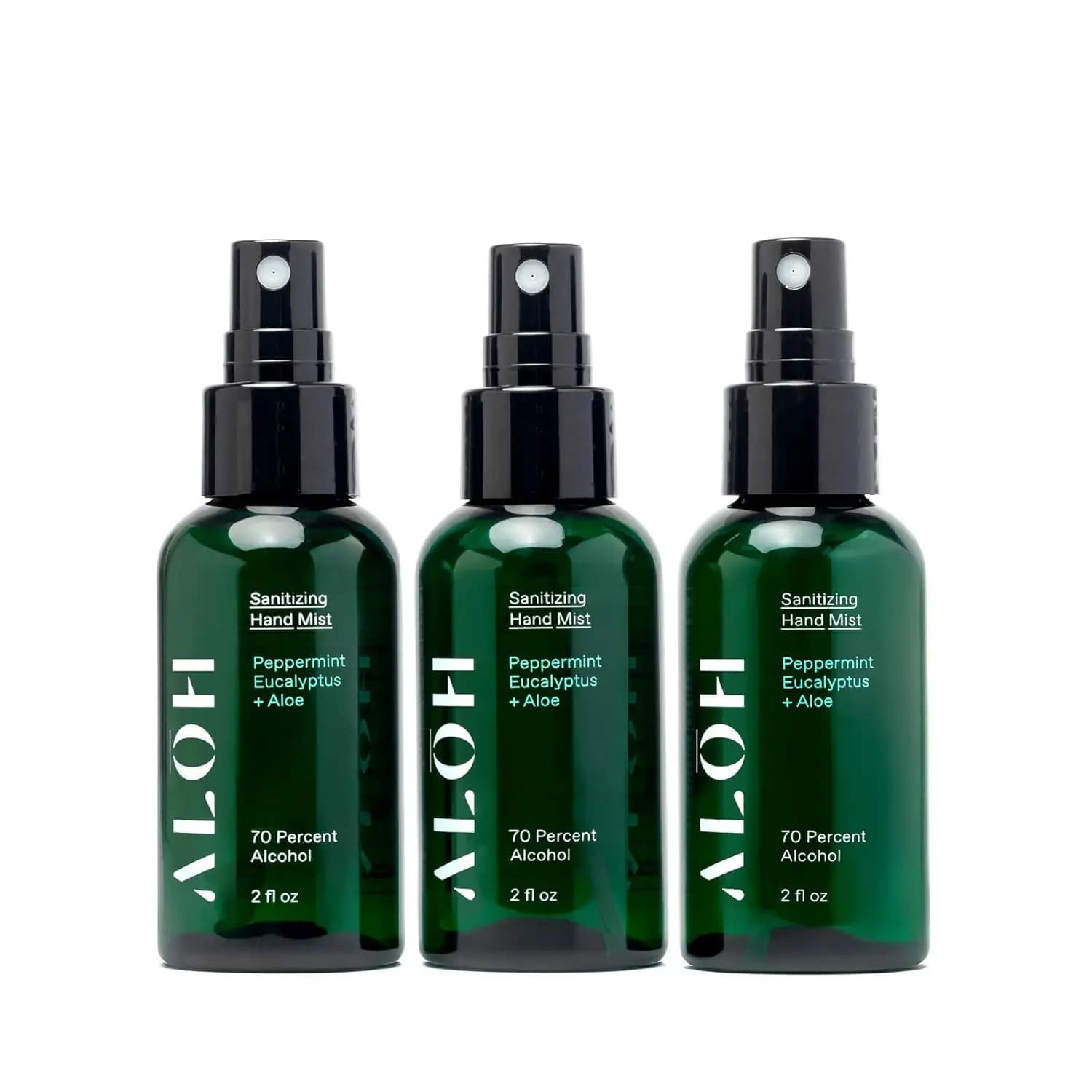 Pack of 3 Hydrating Spray for Hands with 70% Alcohol, Perfume of Menta Piperita and Eucalyptus, Travel Size for Children and Adults