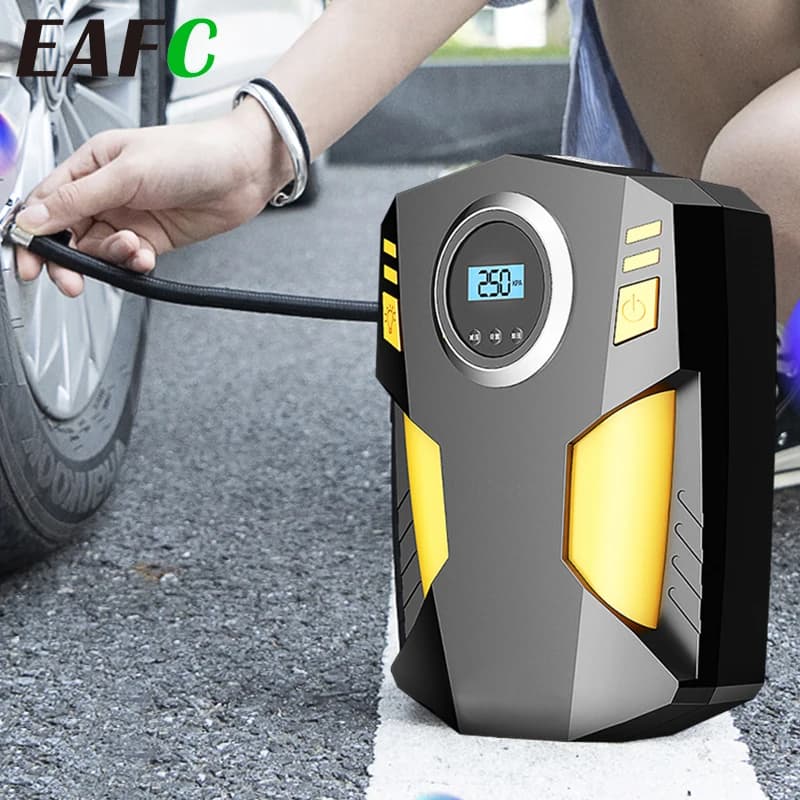 EAFC 12V compressore d'aria digitale 120W pompa di gonfiaggio per pneumatici per auto pompa ad aria portatile per auto LED Light pompa per compressore per pneumatici per moto