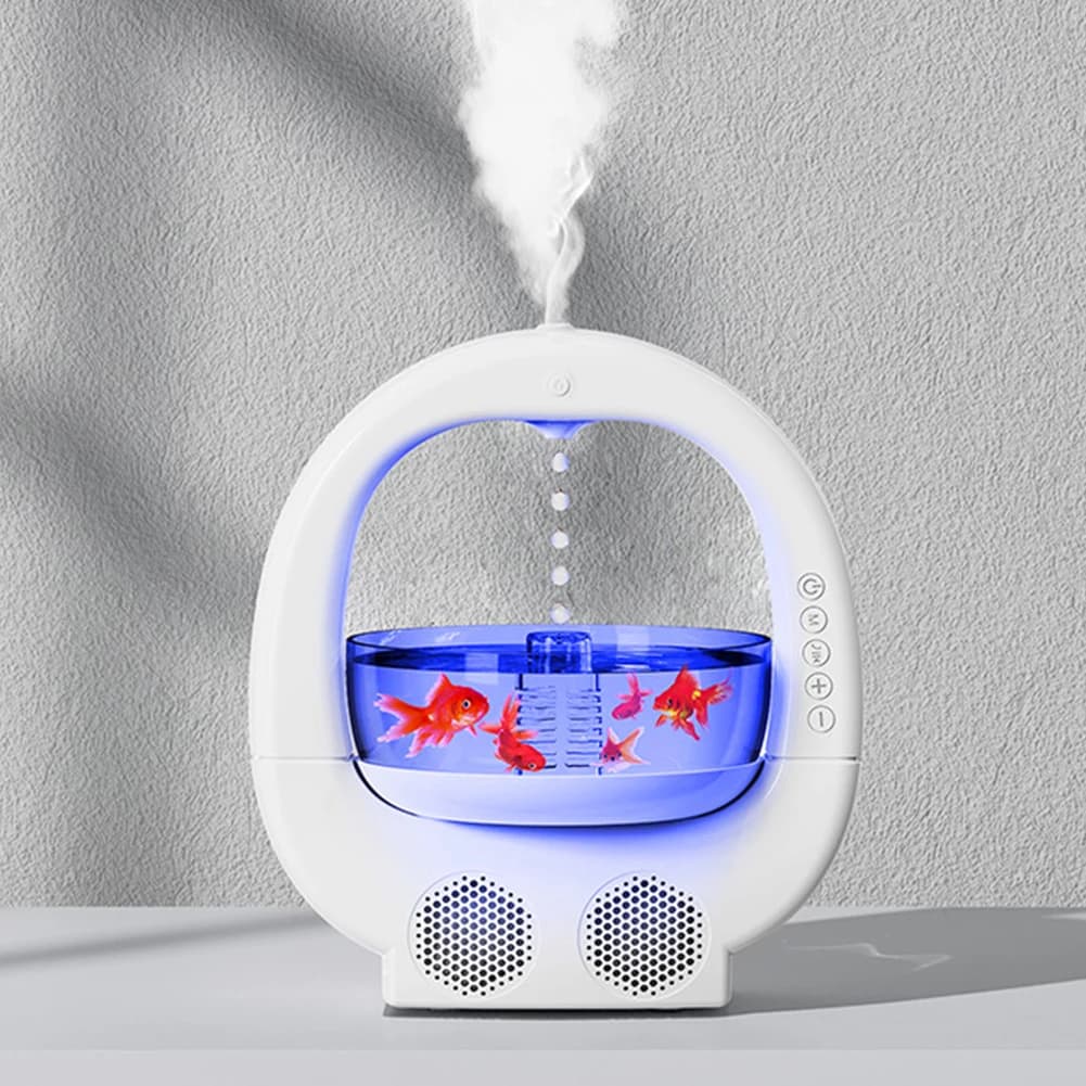 Anti Gravity Air Humidifier Fish Tank Cool Mist Humidifier 700ml Aromatherapy Diffuser with Multicolor LED Light for Home Office