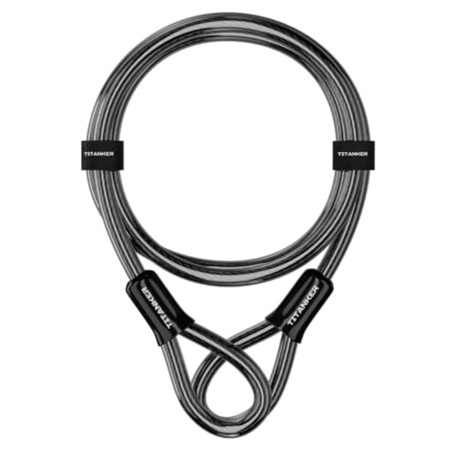 Bike Lock Cable, 12mm Thick Security Cable with Loops Heavy Duty Steel Cable Vinyl Coated Bike Cable Lock Security Chain 4ft, 7