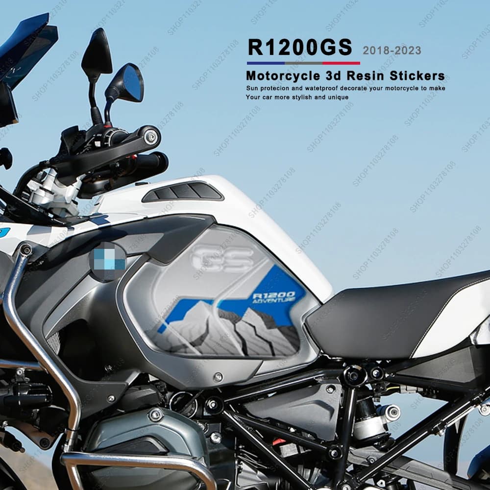 Per R1200GS R 1200 GS ADV 2018-2023 Adesivo in resina 3D Adesivo protettivo per serbatoio laterale moto resistente ai graffi impermeabile