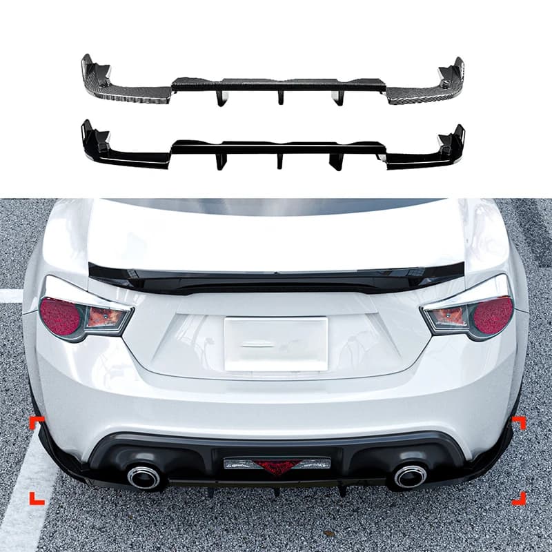 Suitable for Toyota GT86 2013-2020 ABS Plastic Carbon Fiber Look Bumper Lip Rear Diffuser Car Modification Parts